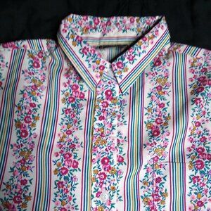 Vintage Esquel Stripe Floral Button Shirt